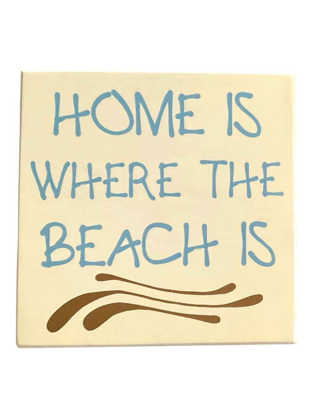 Coastal "Home Is Where The Beach Is" Wall Plaque - Blue & Brown